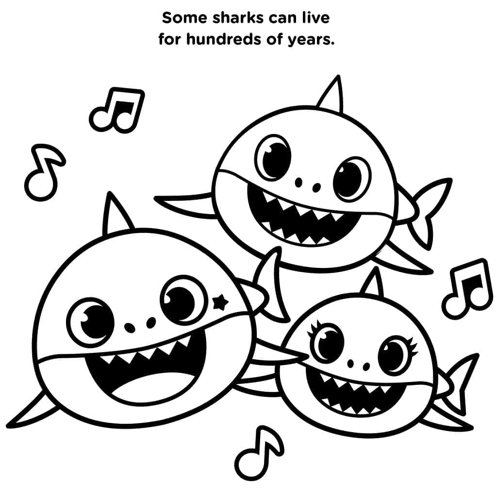 Baby Shark renklendirme Boyama Sayfası