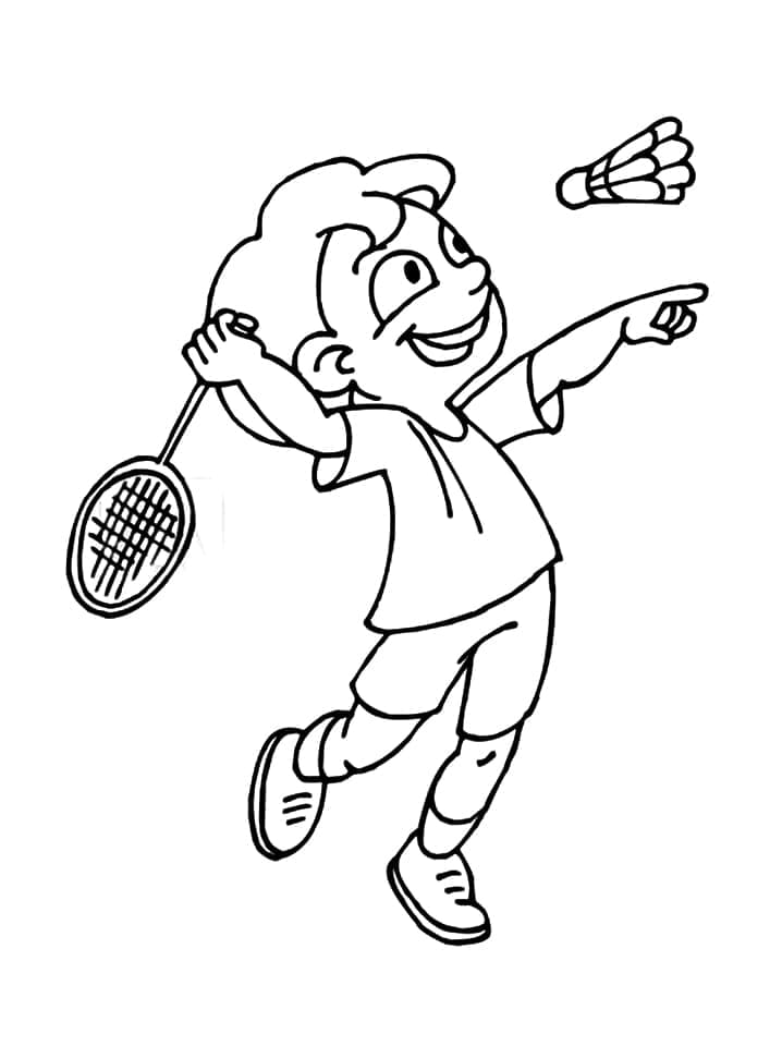 Badminton oyuncusu Boyama Sayfası