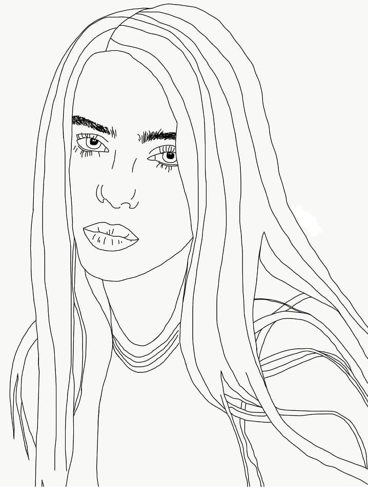 Billie Eilish Baskı İçin Boyama Sayfası