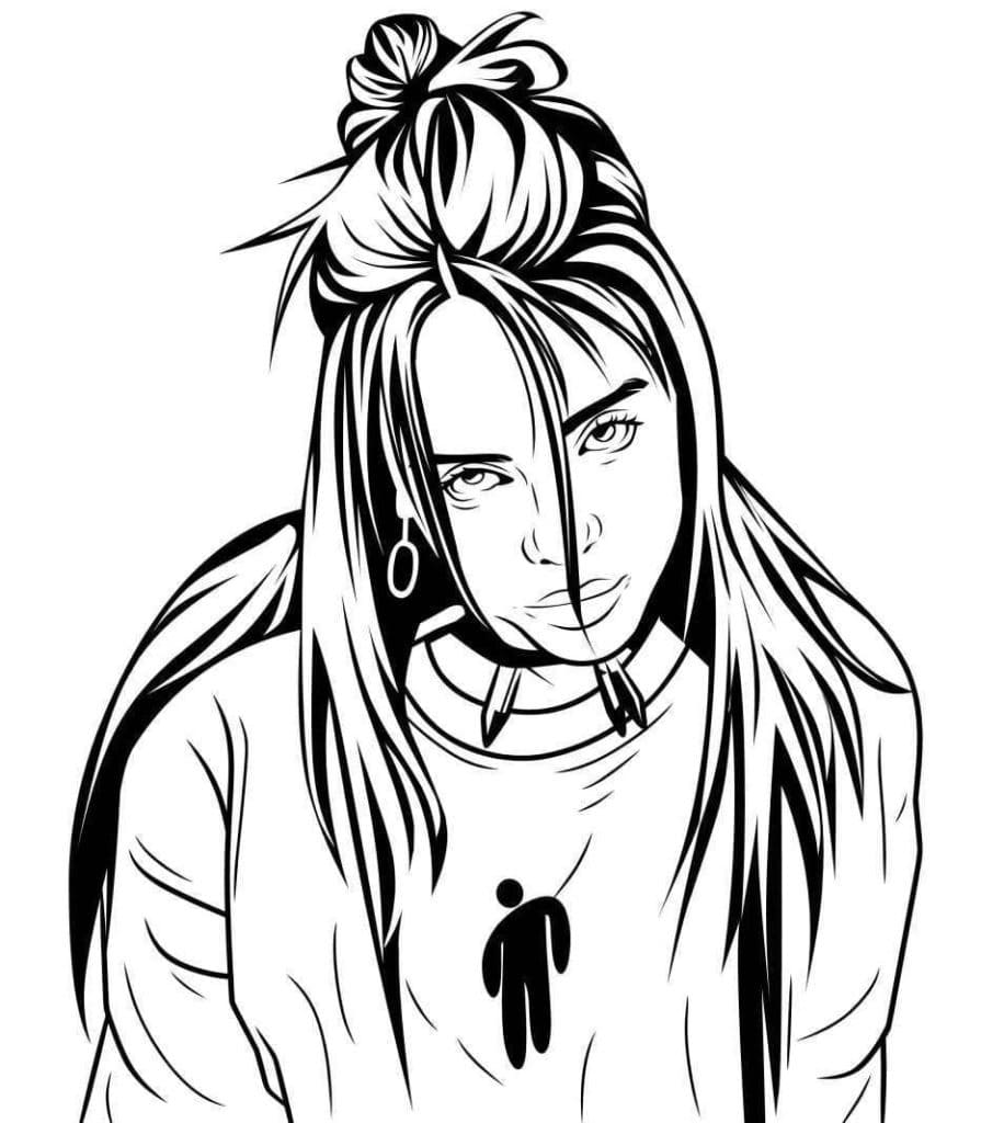 Billie Eilish Yazdırılabilir Çocuklar İçin Boyama Sayfası