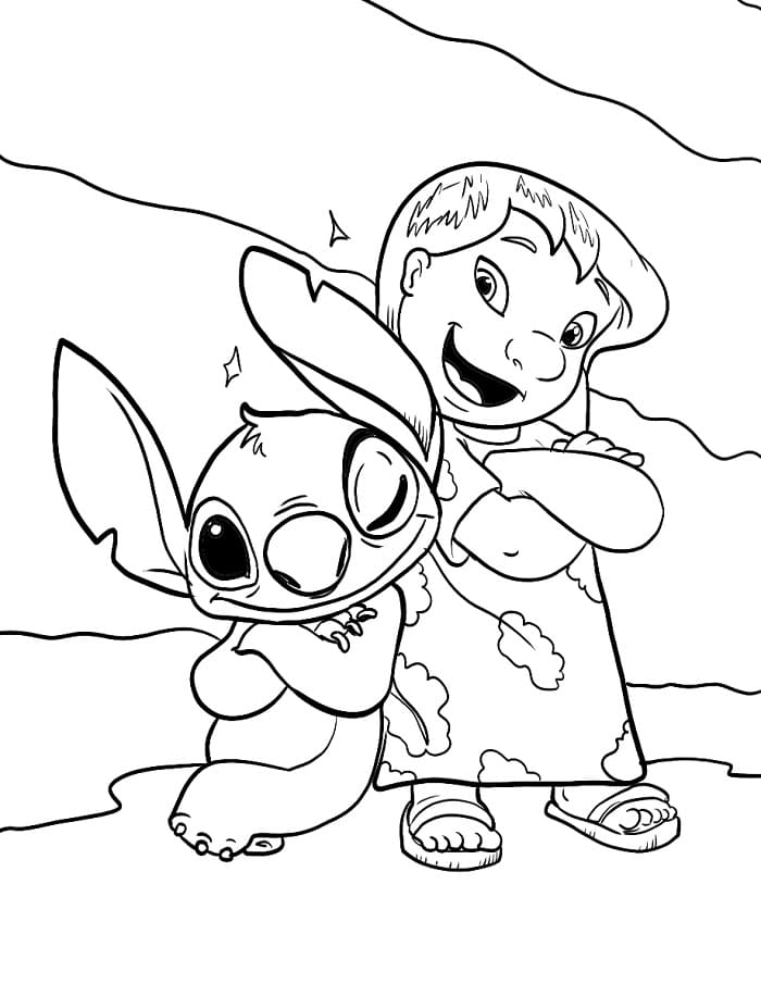 Bir sevimli Lilo ve Stitch Boyama Sayfası