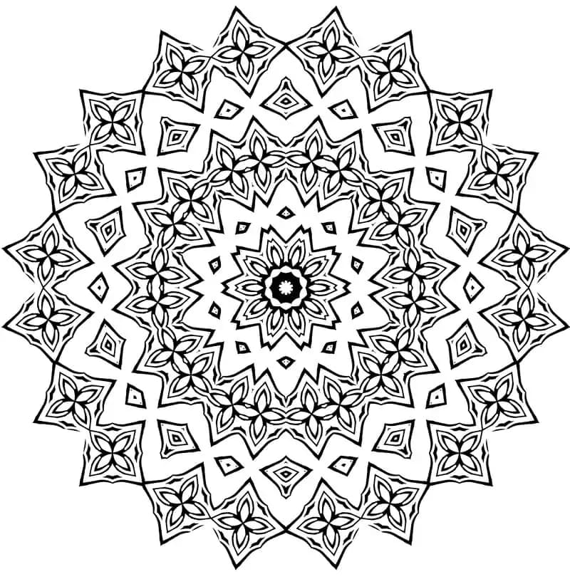 Boyanacak Çiçek Mandala Çizim Boyama Sayfası