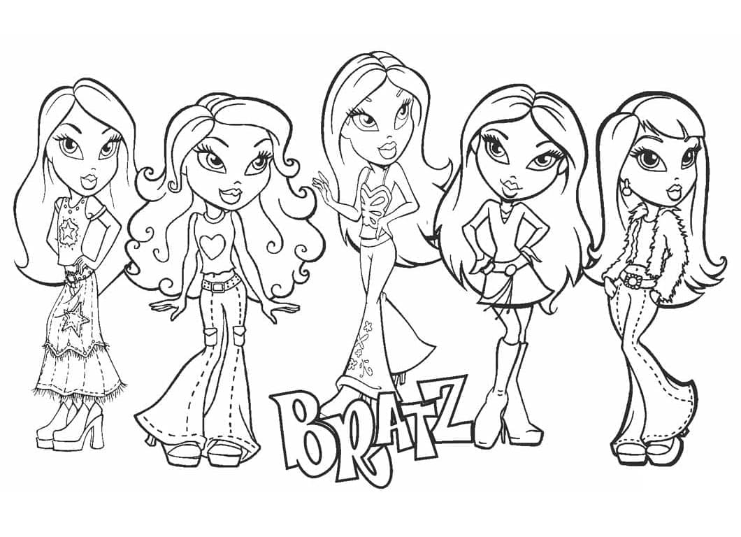 Bratz Baskı için Tasarım Boyama Sayfası