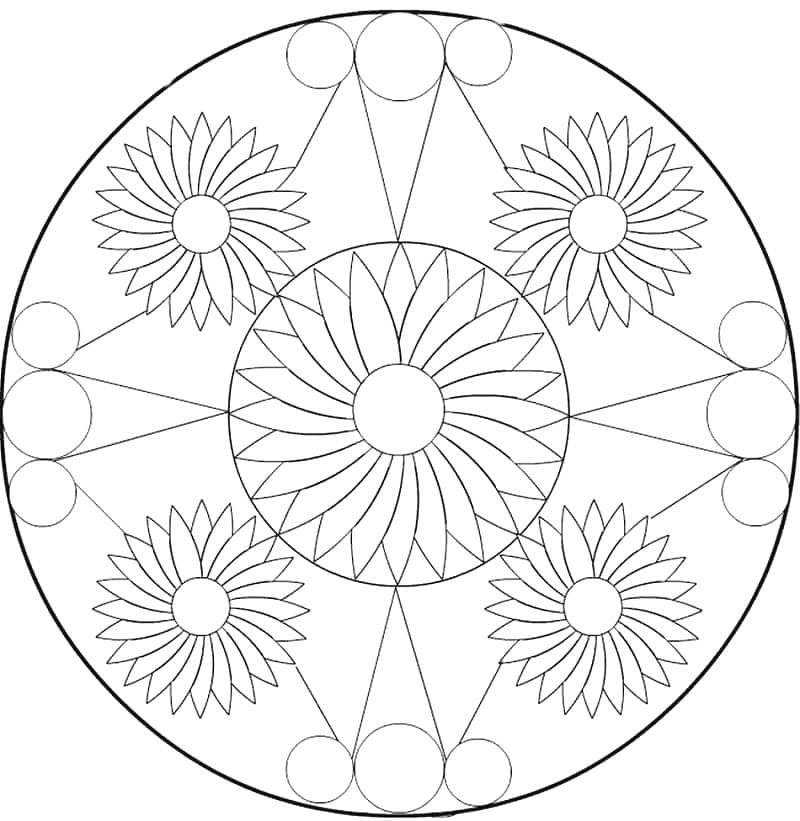 Çiçek Mandala (6) Boyama Sayfası