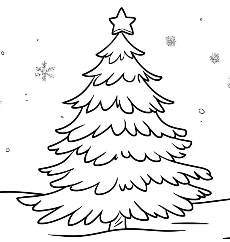 Çıktısı alınacak bedava Noel ağacı Boyama Sayfası