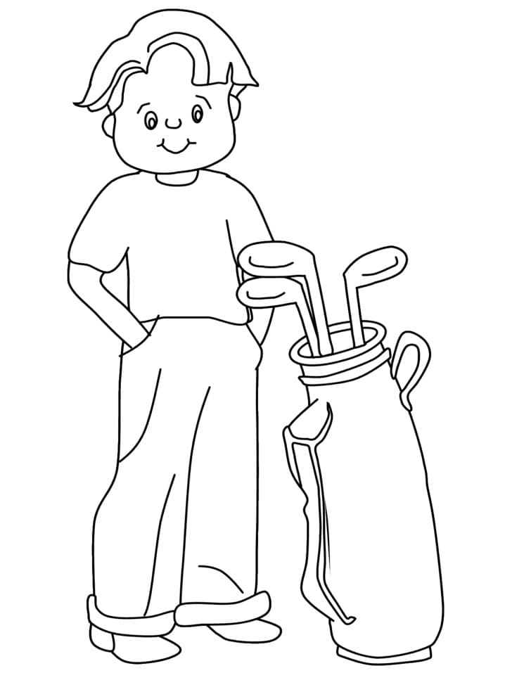 Çocuk ve Golf Boyama Sayfası
