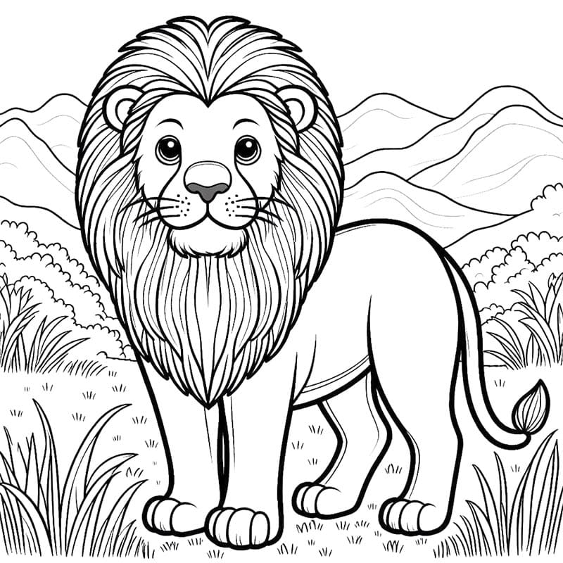Çocuklar İçin Aslan Boyama Sayfası
