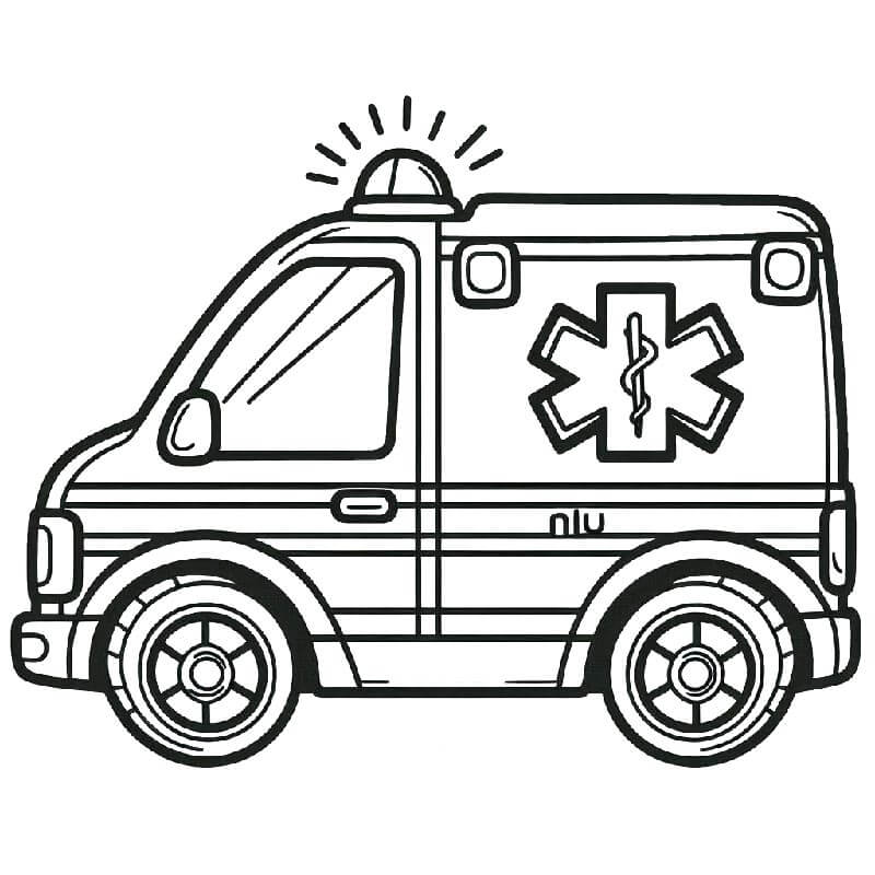 Çocuklar İçin Basılabilir Ambulans Boyama Sayfası