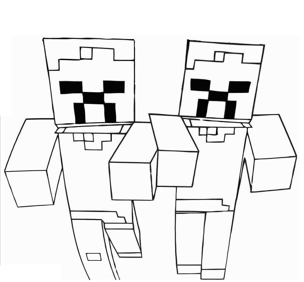 Çocuklar İçin Baskı Minecraft Boyama Sayfası