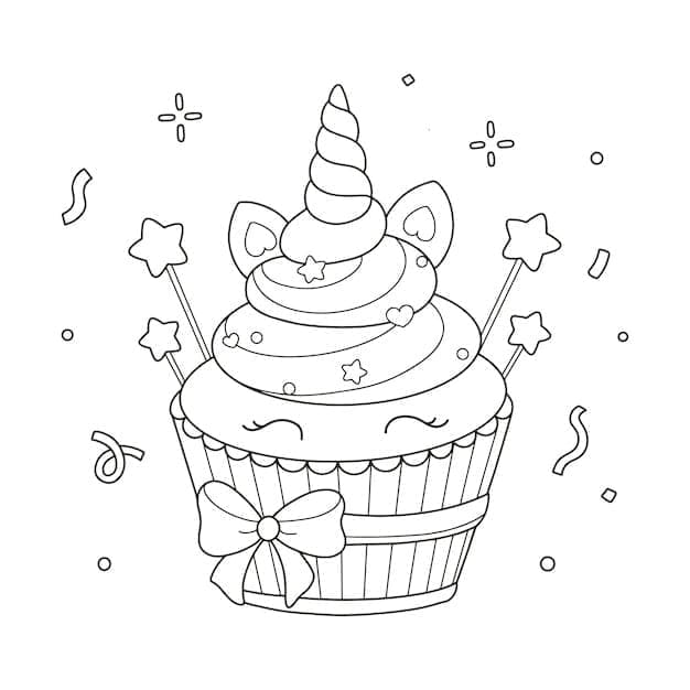 Çocuklar İçin Yazdırılabilir Cupcake Boyama Sayfası