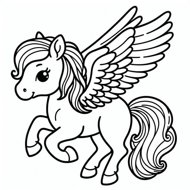 Çocuklar İçin Yazdırılabilir Pegasus Boyama Sayfası