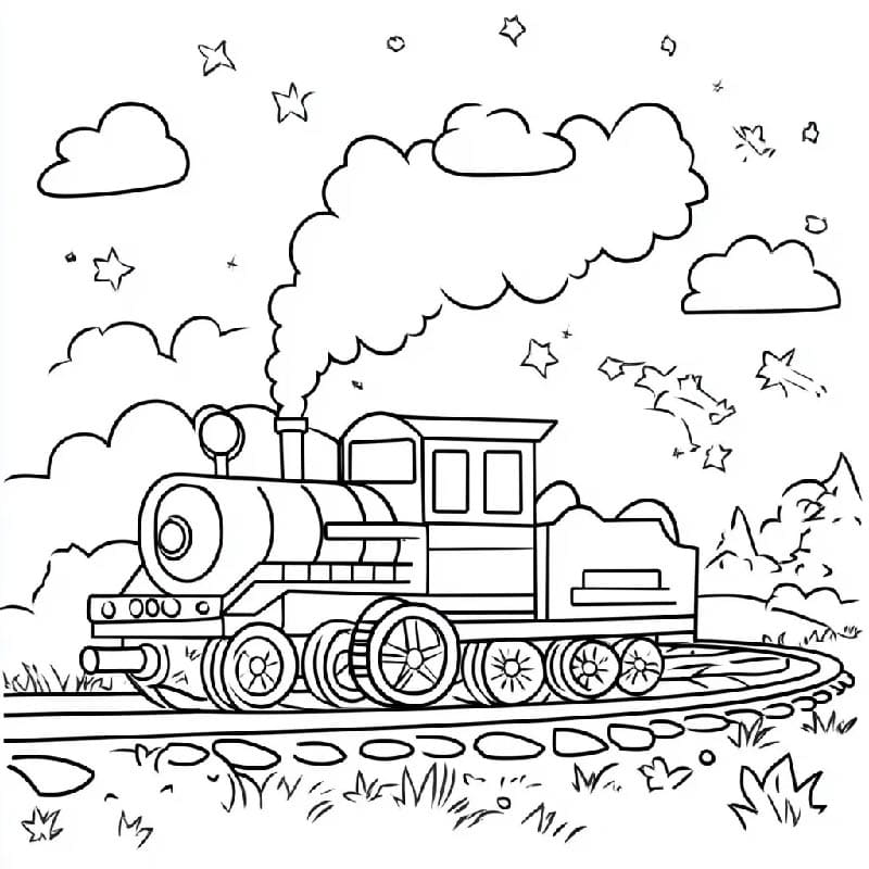 Çocuklar İçin Yazdırılabilir Tren Boyama Sayfası