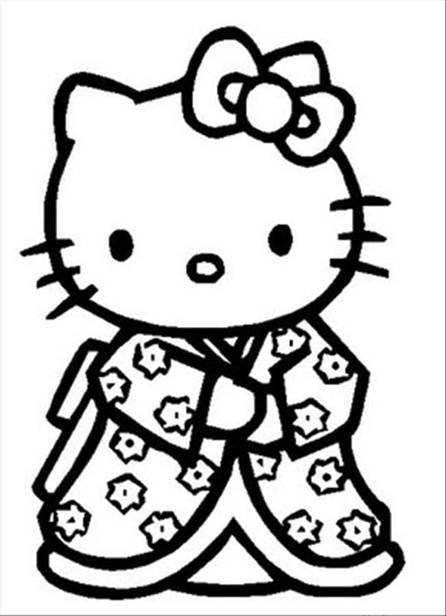Çocuklar için Bedava Hello Kitty Boyama Sayfası