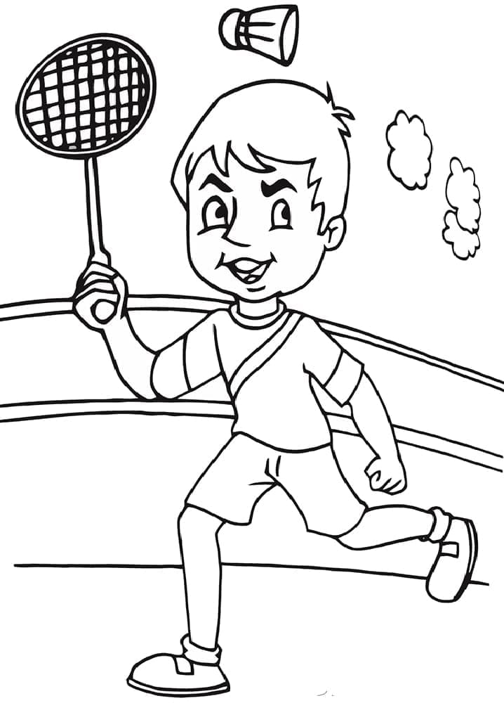 Çocuklar için Boyanacak Badminton Boyama Sayfası