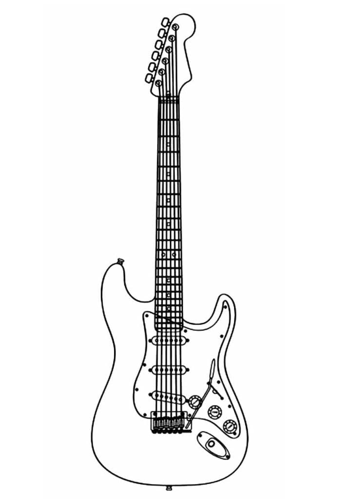 Çocuklar için yazdırılabilir Gitar görsel Boyama Sayfası