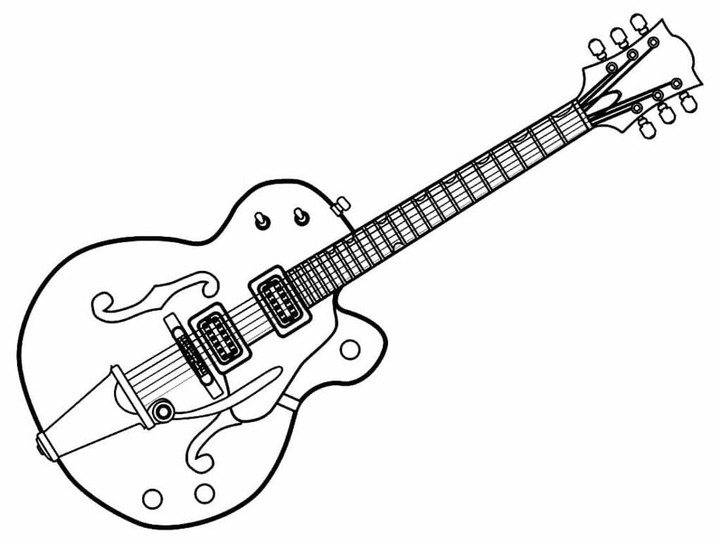 Çocuklar için yazdırılabilir Gitar Boyama Sayfası