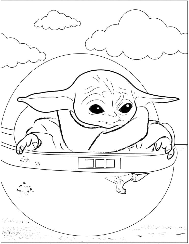 Çocuklara Özel Baby Yoda Boyama Sayfası