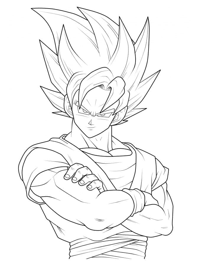 Çocuklara Yönelik Basılabilir Son Goku Boyama Sayfası