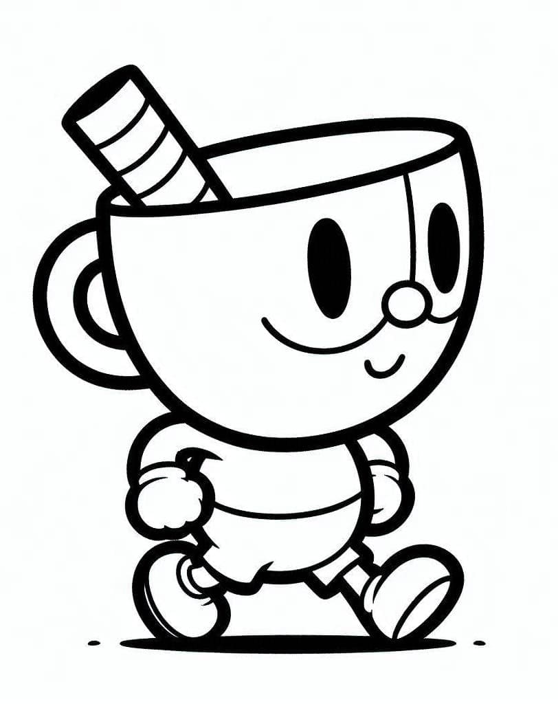 Cuphead Çocuklar İçin Yazdırılabilir Boyama Sayfası