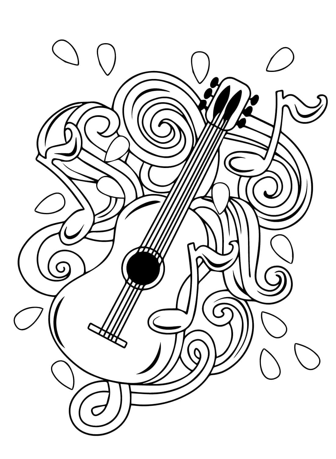 Gitar (4) Boyama Sayfası