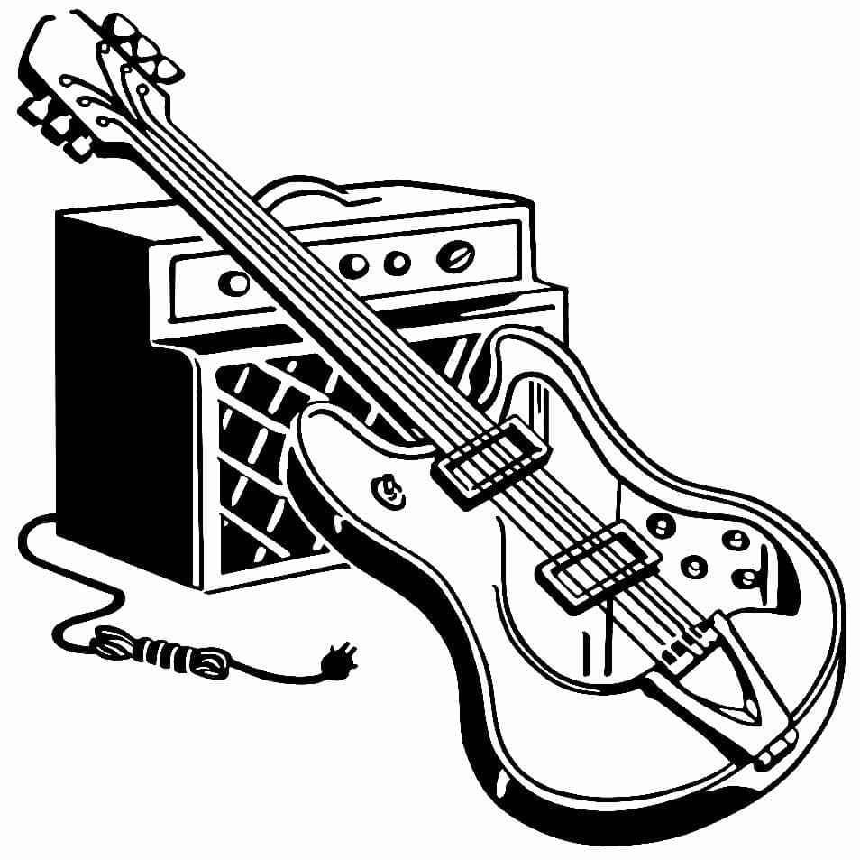 Gitar renklendirme Boyama Sayfası
