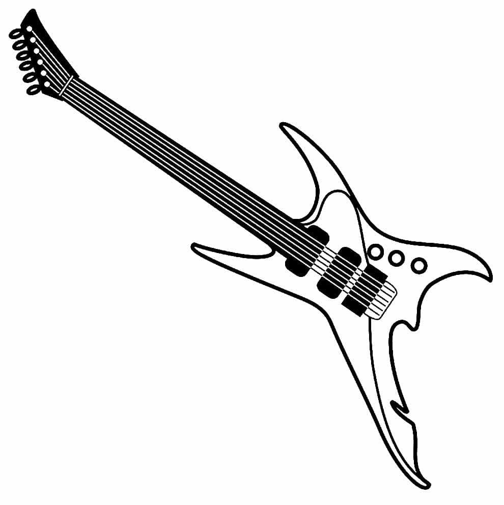 Gitar ücretsiz görsel Boyama Sayfası