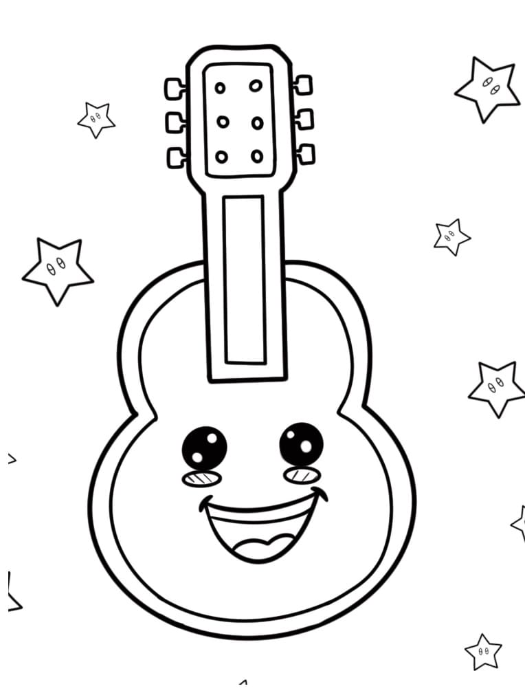 Gitar yazdır Boyama Sayfası