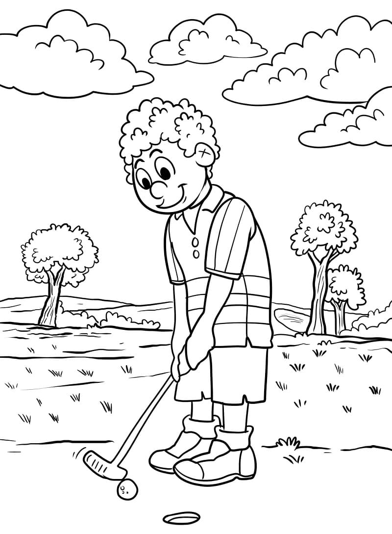 Golf oyuncusu Boyama Sayfası