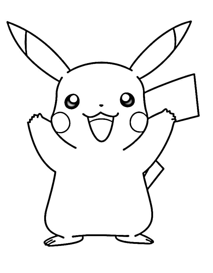 Gülen Pikachu Boyama Sayfası