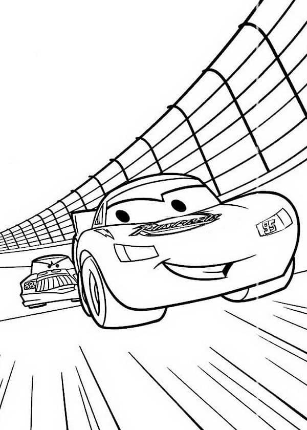 Gülümseyen Şimşek McQueen Boyama Sayfası