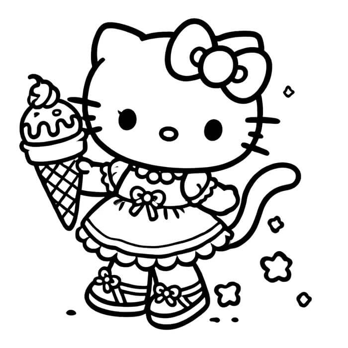 Hello Kitty Bedava Görsel Boyama Sayfası