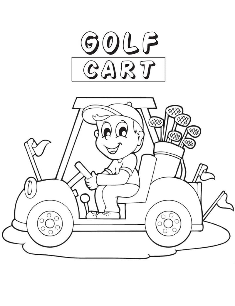 Küçük Çocuk ve Golf Boyama Sayfası