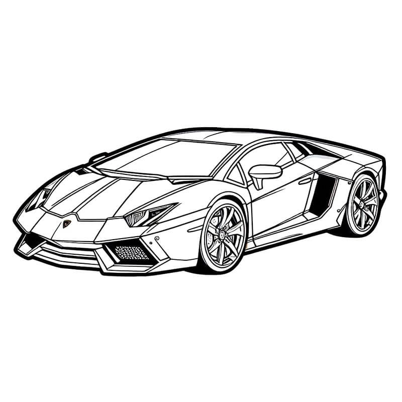 Küçükler İçin Basılabilir Lamborghini Otomobili Boyama Sayfası