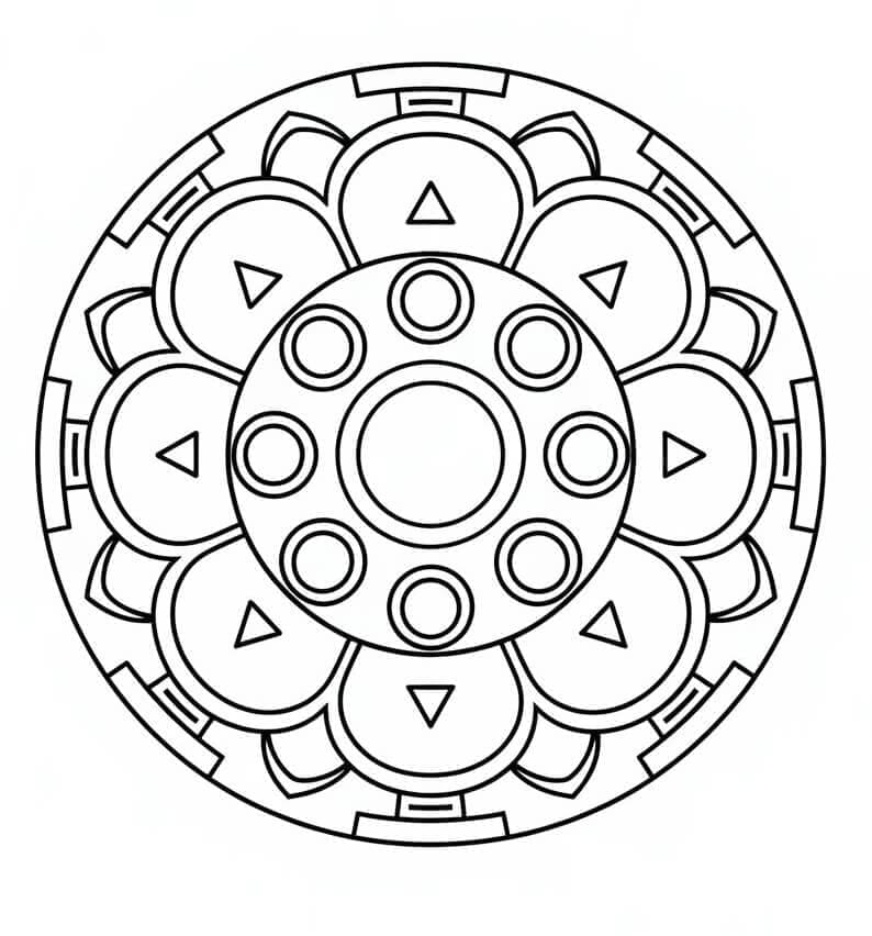 Mandala Yazdırılabilir Desen Boyama Sayfası