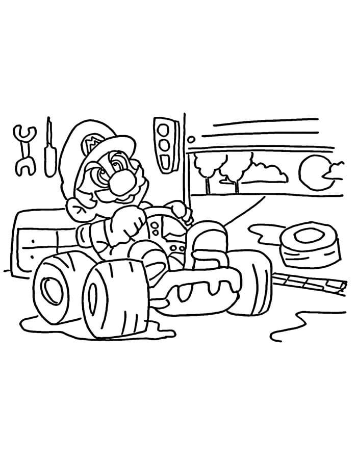 Mario Kart boyamak için Boyama Sayfası