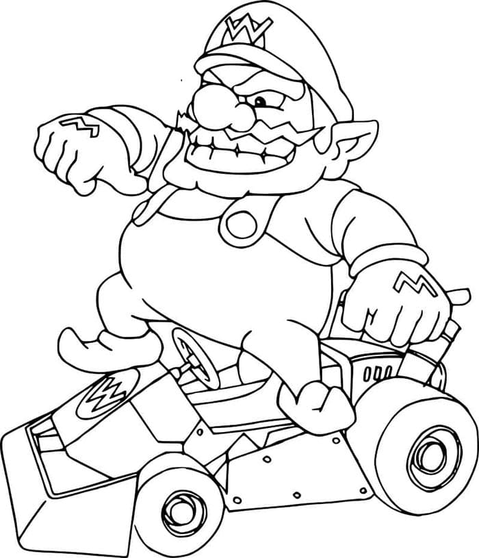 Mario Kart çocuklar için ücretsiz Boyama Sayfası