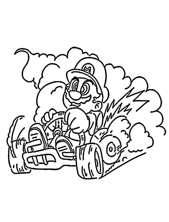 Mario Kart ücretsiz görsel Boyama Sayfası