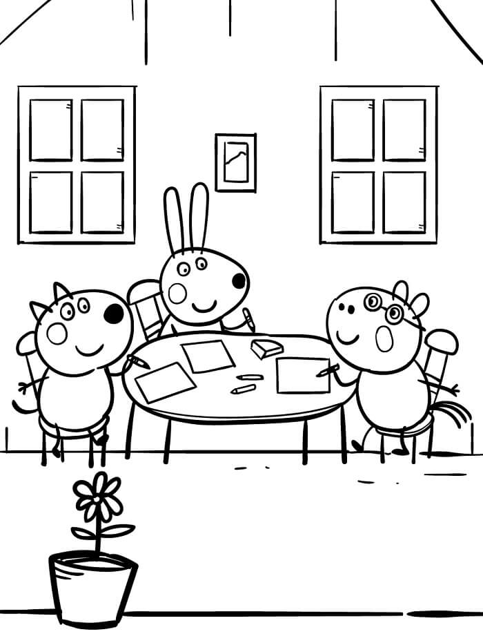 Mutlu Peppa Pig Boyama Sayfası