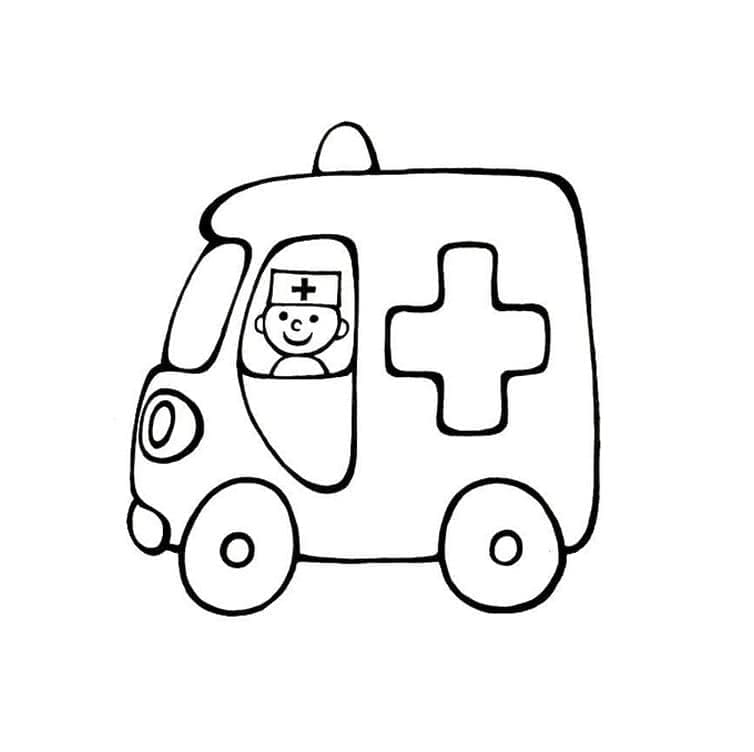 Renklendirilecek Ambulans Boyama Sayfası