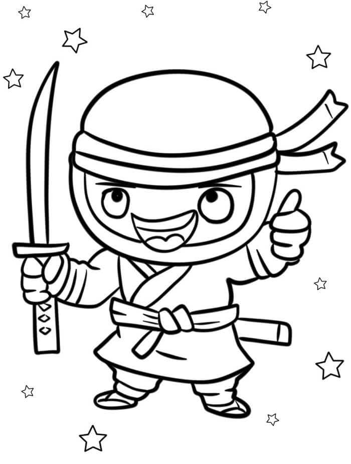 Sevimli Bir Ninja Boyama Sayfası