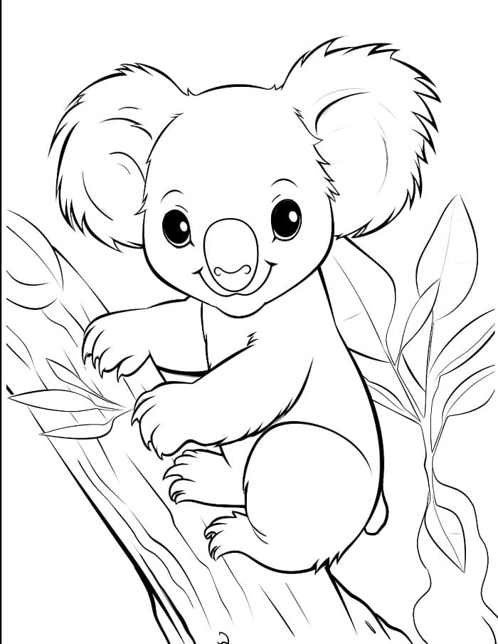 Tatlı Bir Koala Boyama Sayfası