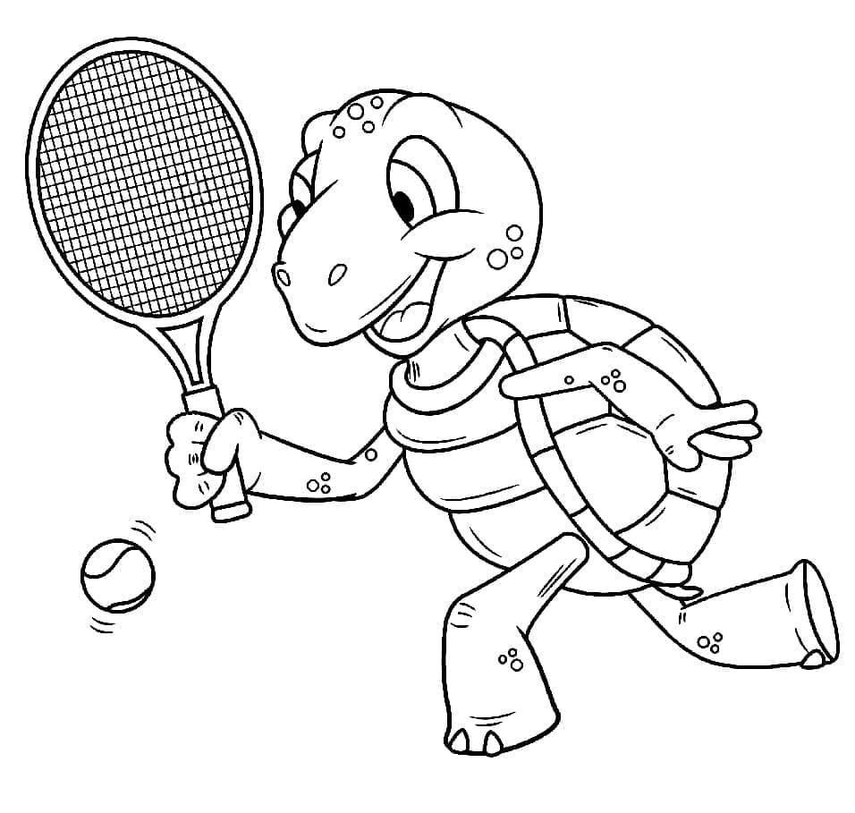 Tenis Oynuyor Boyama Sayfası