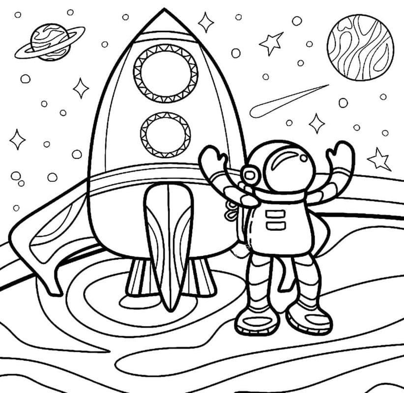 Ücretsiz Astronot Yazdırılabilir Boyama Sayfası
