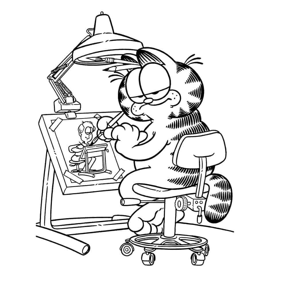 Ücretsiz Garfield Yazdırmak İçin Boyama Sayfası