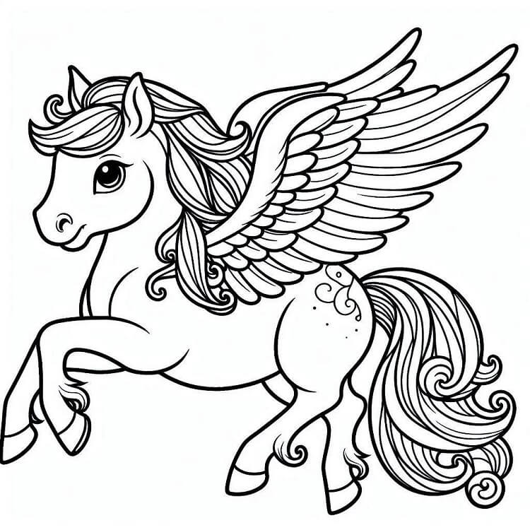 Ücretsiz Pegasus Yazdırmak İçin Boyama Sayfası