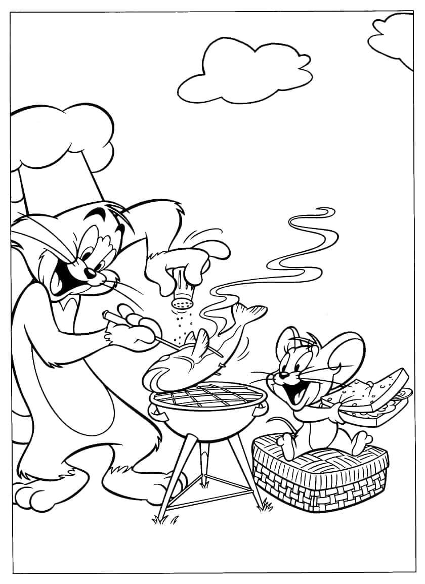 Ücretsiz Tom ve Jerry Yazdırmak İçin Boyama Sayfası