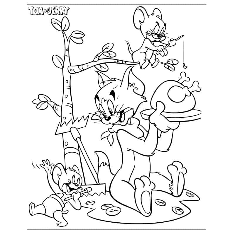 Ücretsiz Yazdırılabilir Tom ve Jerry Boyama Sayfası