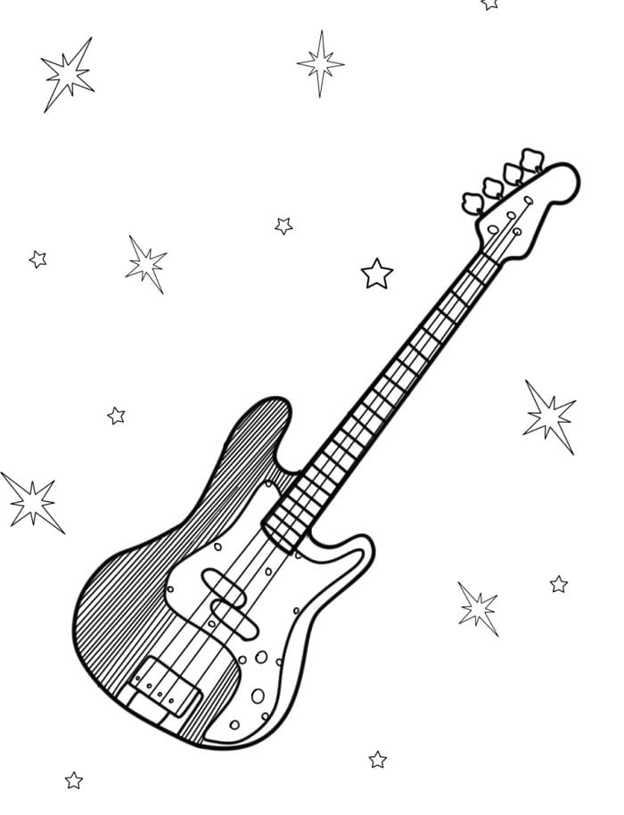 Ücretsiz yazdırılabilir Gitar Boyama Sayfası
