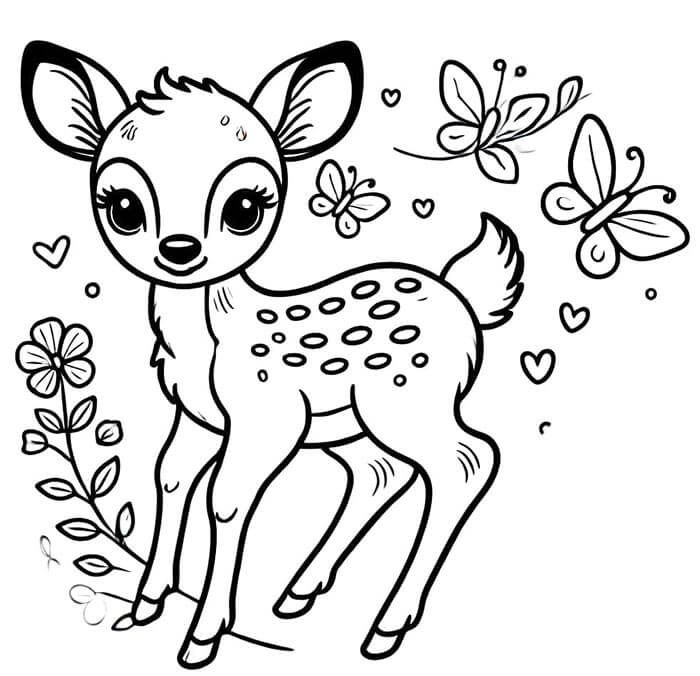 Yazdırılabilir Bedava Bambi Boyama Sayfası