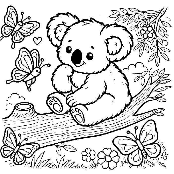Yazdırılabilir Bedava Koala Boyama Sayfası
